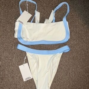 White and Blue Bikini Set